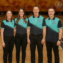 Load image into Gallery viewer, Black and Turquoise Retro Bowling Shirts For Men, Vintage Team Bowling Shirts Custom NQS11635