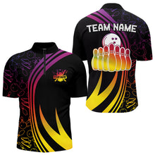 Load image into Gallery viewer, Black Mens bowling shirts Custom Colorful neon team league bowling jerseys, gifts for bowlers NQS9669