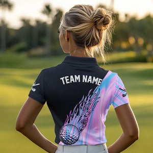 Hologram Flame Golf ball Polo Shirts For Women Custom Golf Team Shirts Golfer Outfit NQS9674
