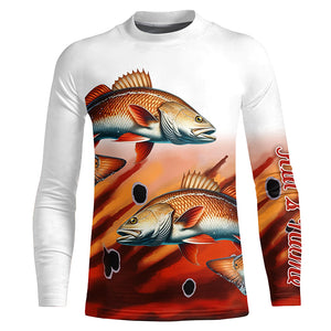 Redfish Puppy Drum Fishing Custom UV Protection long sleeve Fishing Shirts, Personalized Fishing Gift NQS275