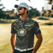 Load image into Gallery viewer, Black green camo Golf Polo shirts For Men Custom golf outfit men, personalized golf gifts NQS11051