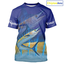 Load image into Gallery viewer, Personalized Marlin fishing scales blue sun protection fishing shirts, Custom Marlin fishing jerseys NQS11436