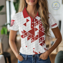 Load image into Gallery viewer, Funny Women golf polo shirts Red and white custom I was one under today, under a tree, bush, water NQS11637