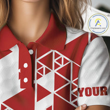 Load image into Gallery viewer, Funny Women golf polo shirts Red and white custom I was one under today, under a tree, bush, water NQS11637