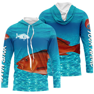 Red Snapper fishing blue water camo Custom sun protection long sleeve fishing shirt for men, women NQS5729