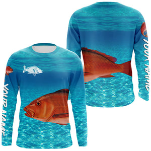 Red Snapper fishing blue water camo Custom sun protection long sleeve fishing shirt for men, women NQS5729