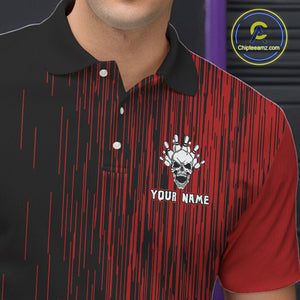 Black and Red pattern Flame Skull Bowling shirts for Men custom bowling jersey for team mens bowler NQS10254