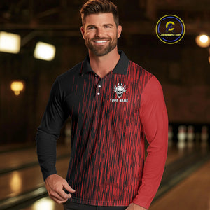 Black and Red pattern Flame Skull Bowling shirts for Men custom bowling jersey for team mens bowler NQS10254