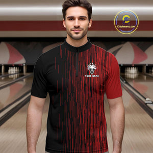 Black and Red pattern Flame Skull Bowling shirts for Men custom bowling jersey for team mens bowler NQS10254