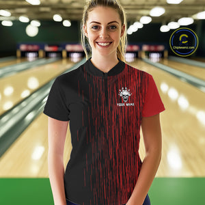 Black & Red pattern Flame Skull Bowling shirt for Women custom bowling jersey for team ladies bowler NQS10254