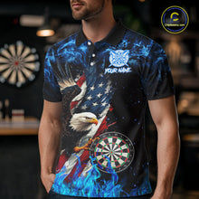 Load image into Gallery viewer, Blue Flame American Flag Eagle Men Dart Shirts Custom patriotic Dart Jersey NQS11645