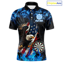 Load image into Gallery viewer, Blue Flame American Flag Eagle Men Dart Shirts Custom patriotic Dart Jersey NQS11645
