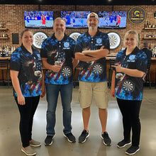 Load image into Gallery viewer, Blue Flame American Flag Eagle Men Dart Shirts Custom patriotic Dart Jersey NQS11645