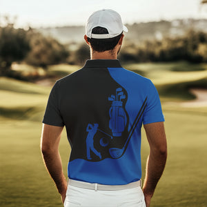 Black and Blue Mens golf polo shirt customized name golf clothing, personalized golf gifts NQS9691