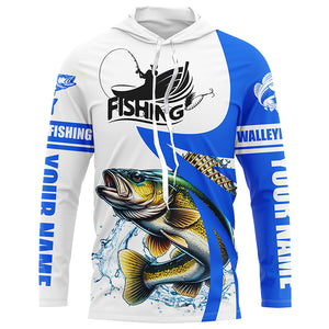 Walleye fishing Custom sun protection long sleeve fishing shirts, Walleye fishing jerseys | Blue NQS5461