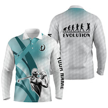 Load image into Gallery viewer, Blue and white Mens golf polo shirts custom golf ball skins golf evolution golf tops for mens NQS5942