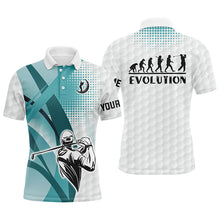 Load image into Gallery viewer, Blue and white Mens golf polo shirts custom golf ball skins golf evolution golf tops for mens NQS5942