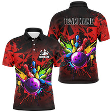 Load image into Gallery viewer, Colorful bowling jerseys Polo, 1/4 Zip Shirt for Men Custom Bowling Team shirts for bowler | Red NQS8257
