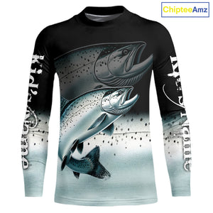 Salmon fishing scales Custom name sun protection personalized fishing gifts, Salmon fishing jerseys NQS10652