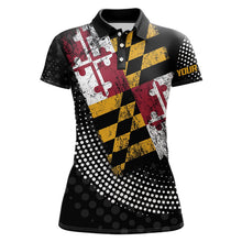 Load image into Gallery viewer, Personalized golf polo shirts for Women Vintage Maryland Flag Custom patriotic golf tops for ladies NQS9537