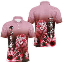 Load image into Gallery viewer, Red Lightning Lion Bowling Polo, Quarter Zip Shirts for Men Custom Lion Bowling Team jerseys NQS9692