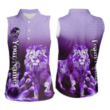 Load image into Gallery viewer, Purple Lightning Lion Bowling Sleeveless Polo Shirt Custom Lion Bowling Team jerseys NQS9693