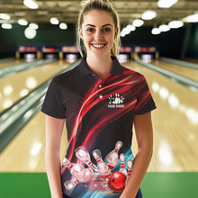 Load image into Gallery viewer, Custom Black and Red Women bowling Polo, Quarter Zip Shirts, team bowling outfits for women NQS9701