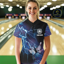 Load image into Gallery viewer, personalized bowling shirt for women – custom name design side view