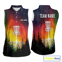 Load image into Gallery viewer, Colorful rainbow trees pattern Disc golf sleeveless polo shirts Custom Disc Golf Clothing for Team NQS10128