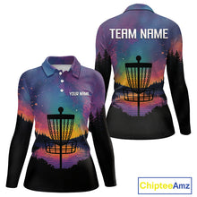 Load image into Gallery viewer, Colorful Disc golf polo shirts for women Custom Disc Golf basket attire for Team NQS10129