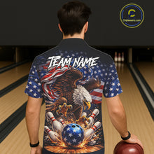 Load image into Gallery viewer, American Flag Flame Eagle Bowling Hawaiian Shirt Custom Patriotic Bowling Team Jersey NQS11748