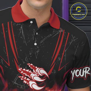 Black and Red Flame Eagle Bowling Shirt For Men Custom Team Name Bowling Jerseys For Bowlers NQS10674