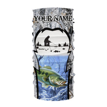 Load image into Gallery viewer, Largemouth Bass ice fishing Winter camo custom Long sleeve fishing shirts, Ice fishing Bass jersey NQS9194