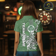 Load image into Gallery viewer, Green Irish Tribal Cross St Patrick's Day Women Darts shirts Custom Lucky Darts Team Jerseys NQS9553