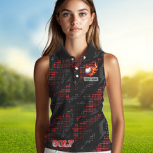 Load image into Gallery viewer, Black and Red Camo Womens golf shirts sleeveless Custom ladies golf outfit team golf shirts NQS9715