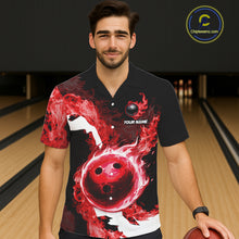 Load image into Gallery viewer, Red Flame Fire Bowling Hawaiian Shirt Custom Bowling Team Jersey Bowling Button-up Shirts NQS11751