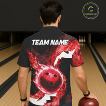 Load image into Gallery viewer, Red Flame Fire Bowling Hawaiian Shirt Custom Bowling Team Jersey Bowling Button-up Shirts NQS11751