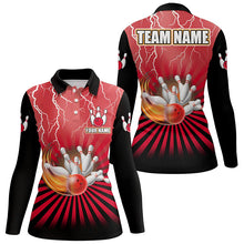 Load image into Gallery viewer, Women Bowling Shirts Custom lightning storm vintage Bowling Team Jersey, gift for Bowlers | Red NQS8282