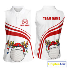 Load image into Gallery viewer, Personalized Christmas women sleeveless polo golf shirt custom white and red team ladies golf wear NQS11076