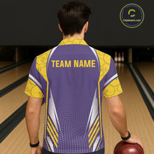 Load image into Gallery viewer, Purple And Yellow Custom Hawaiian bowling shirts, Personalized bowling outfit team bowling jersey NQS11493