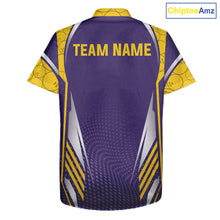 Load image into Gallery viewer, Purple And Yellow Custom Hawaiian bowling shirts, Personalized bowling outfit team bowling jersey NQS11493