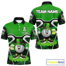 Load image into Gallery viewer, Funny Golf and Beer Green Shamrock Golf shirts for Men Custom St Patrick Team Men's Golf Jerseys NQS11673