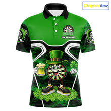 Load image into Gallery viewer, Funny Dart and Beer Green Shamrock  Men Dart Shirts Custom St Patrick Team Mens Dart Jerseys NQS11674