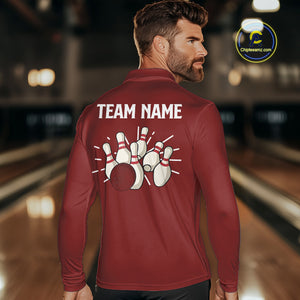 Retro Red argyle pattern Bowling shirts For Men custom bowling team jerseys Bowler Outfits NQS10151