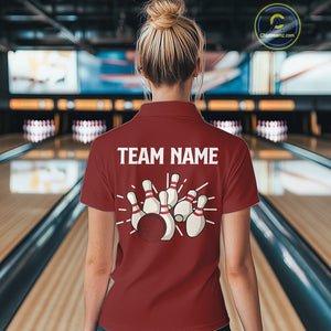 Retro Red argyle pattern Bowling shirts For Women custom bowling team jerseys Bowler Outfits NQS10151