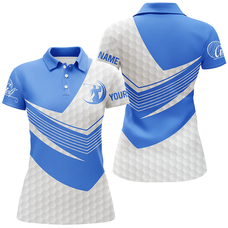 Blue and White golf shirt custom short sleeve, long sleeve golf polos for womens, golf gift for women NQS5981