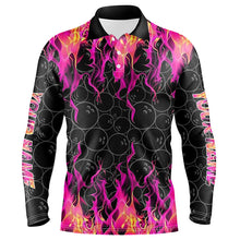 Load image into Gallery viewer, Black and Pink Flame camo Men bowling shirts Custom Flame Bowling Shirt Team Bowling Jersey NQS8304
