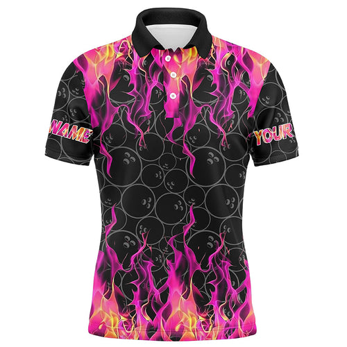 Black and Pink Flame camo Men bowling shirts Custom Flame Bowling Shirt Team Bowling Jersey NQS8304