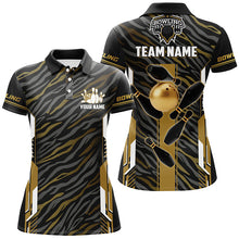 Load image into Gallery viewer, Black And Gold zebra pattern Bowling Shirts For Women, Personalized Bowling Team Jerseys Bowler Outfit NQS8300