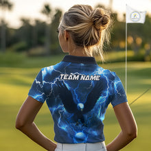 Load image into Gallery viewer, Blue Lightning Thunder Eagle Golf Polo Shirts For Women custom ladies golf top, team golf shirts NQS10906